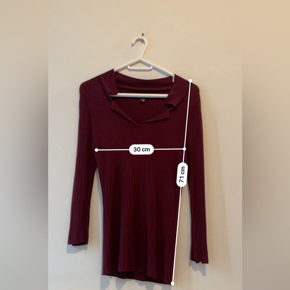 Le Château Burgundy Long Sleeve Ribbed Top